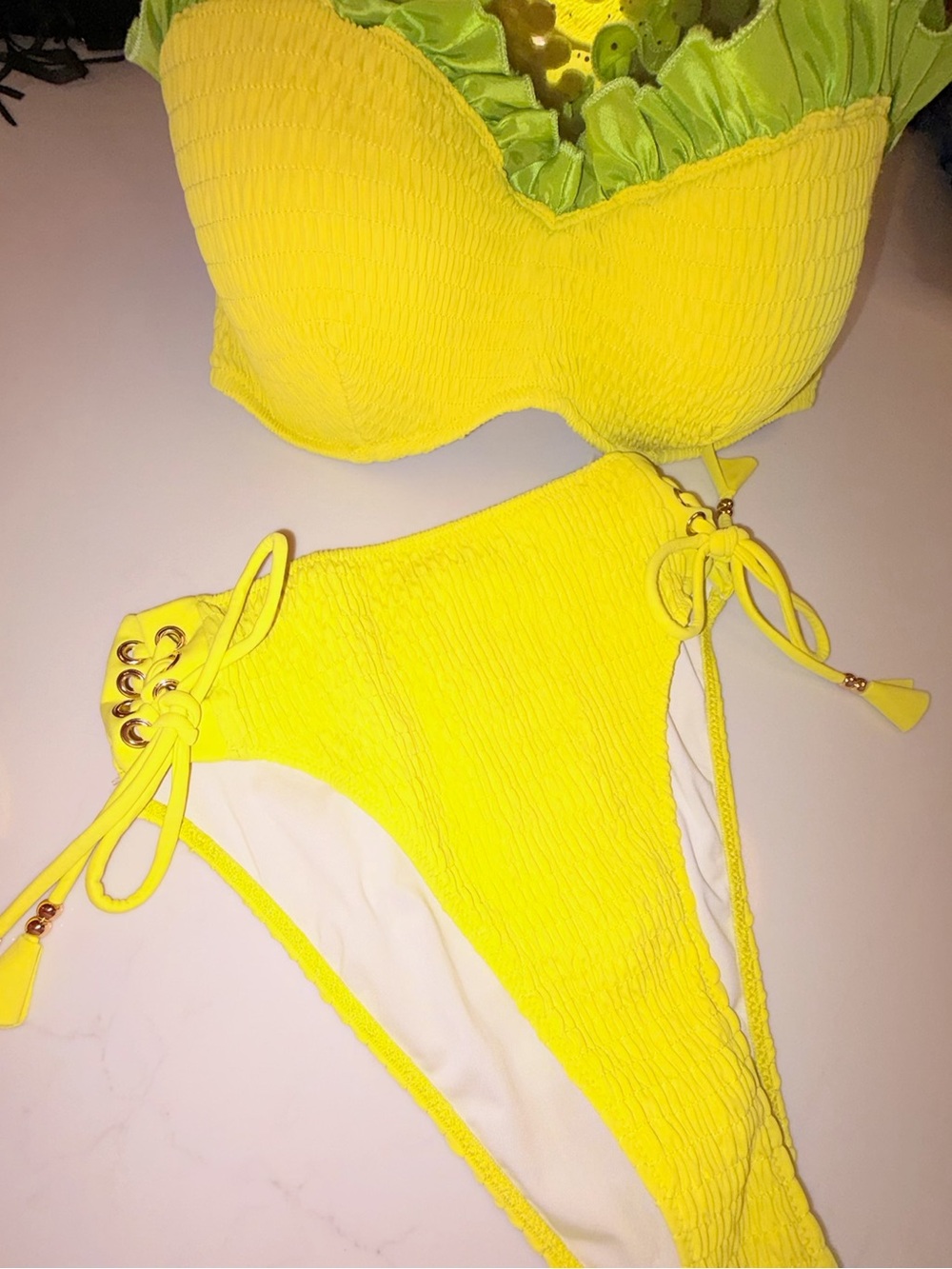 Victoria's Secret Yellow Ruched Bikini Bottoms